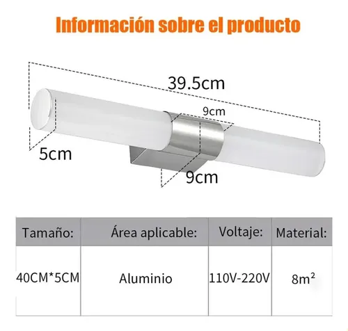Espejo Con Luz Led Para Pared, Baño, Techo, 40cm
