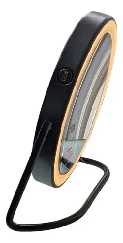 Espejo Maquillaje Led Negro Mate Doble Faz Aumento 10x Usb Negro