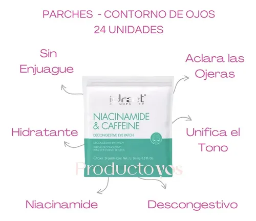 Idraet Niacinamide & Caffeine Eye Patch Bolsas Y Ojeras X24u Momento De Aplicación Día/noche Tipo De Piel Todo Tipo De Piel