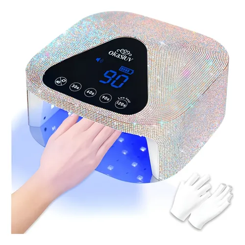Lámpara Uv Led Para Uñas Con Base Metal Y Guantes