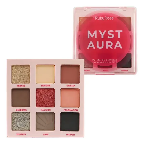 Paleta De Sombras De Ojos Myst Aura Ruby Rose, 9 Hermosos Co