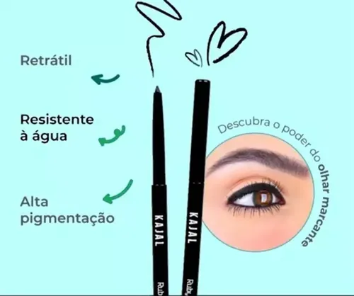 Delineador Retráctil Negro Kajal Ruby Rose Metalizado