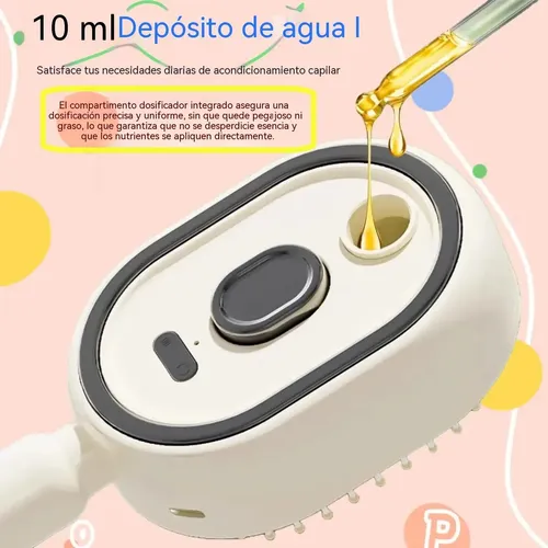 Cepillo Eléctrico Vapor Masaje Antifrizz Cabello Crema