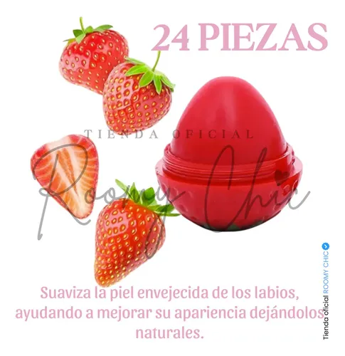 Tn Caja De 24 Balsamos Fresa Para Labios Hidratante Forma