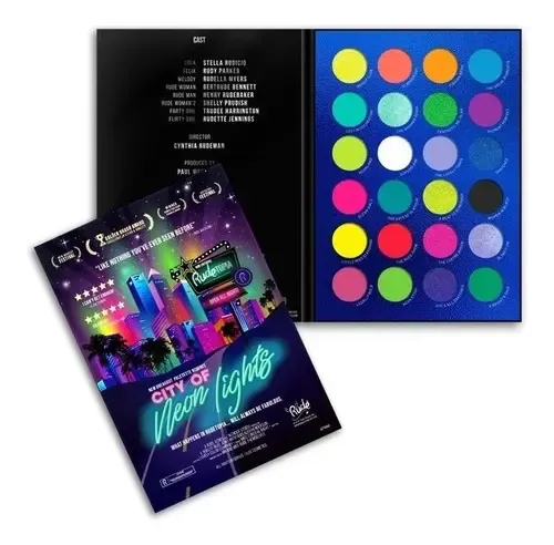 Paleta 24 Sombras Neón Mate Satín City Of Neon Lights Rude Cosmetics