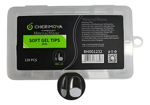 Tips Soft Gel Modelo Oval Cortas Cherimoya Caja X120u.