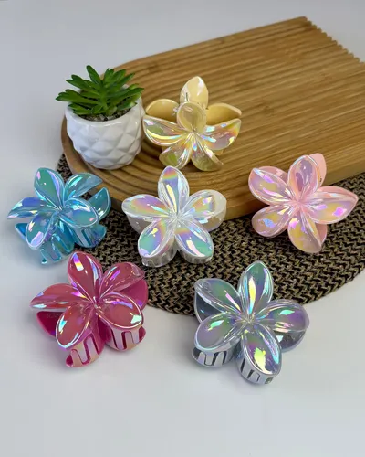 Pack 12 Broches Pinzas Pelo Flor Hawaiianas Hibiscus Bali