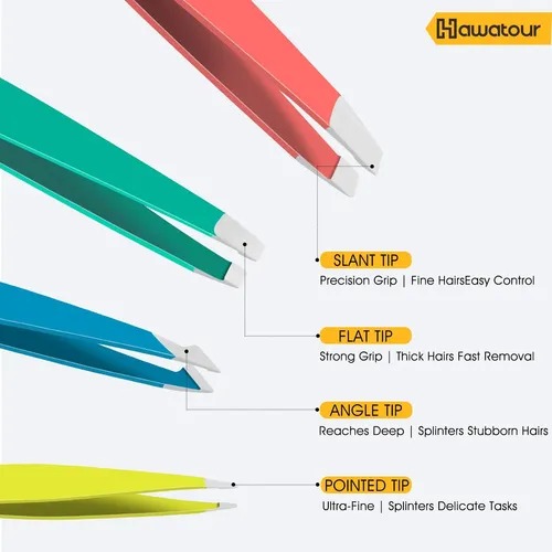 Set De Pinzas Y Tijeras Para Cejas Hawatour Acero Inoxidable