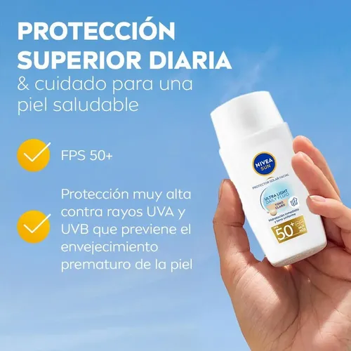 Nivea Sun Fps 50 Facial Ultra Light Fluid Tono Claro
