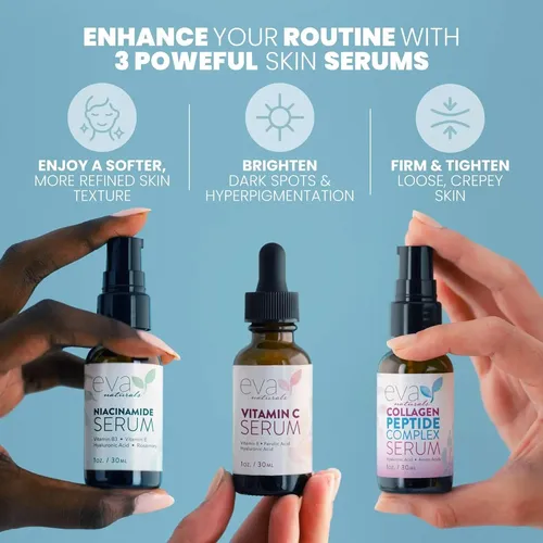 Paquete De Sérum Eva Naturals Con Péptido De Vitamina C Y Ni