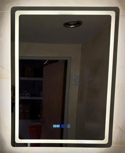 Espejo Luz Led Vertical 60x80cm Digital Con Reloj, Temperatura, 3 Luces Y Desempañador Casa Hadid