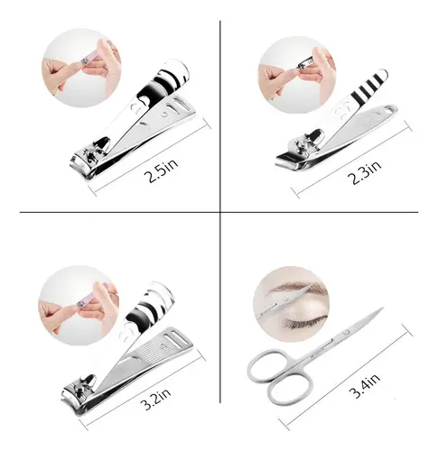 Set Manicure Estuche 12 Piezas Acero Inoxidable Cuidado Uñas