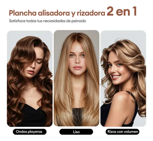 Plancha De Cabello Profesional 2 En 1 Alaciadora Ancha Lcd Blanco