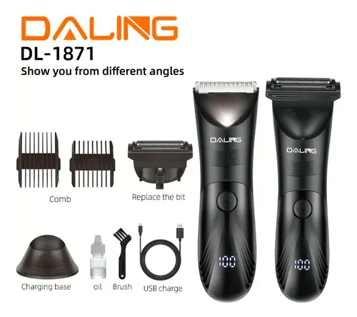 Corta Pelo 2 En 1 Corporal Barba Cabello Recargable Display