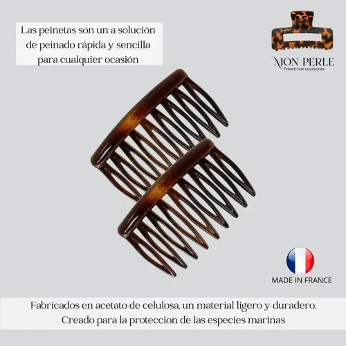 Peinetas Carey Frances Para Poco Pelo Por Par Hebilla Broche Carey