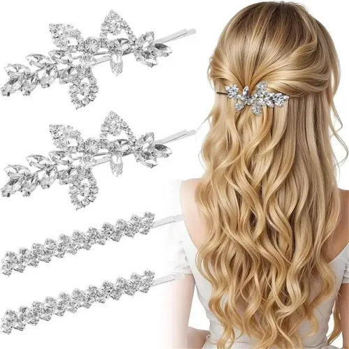 Pinzas Para El Pelo De Novia Con Diamantes De Imitación, 4 U
