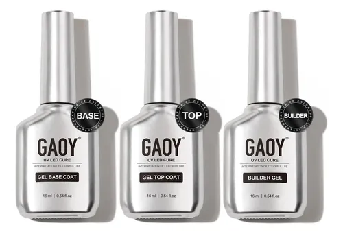 Set De Gel Para Uñas Gaoy 3 Pcs 16ml Brillante Y Sin