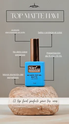 Esmalte Top Coat Efecto Matte 15ml Navi Uv/led Uñas