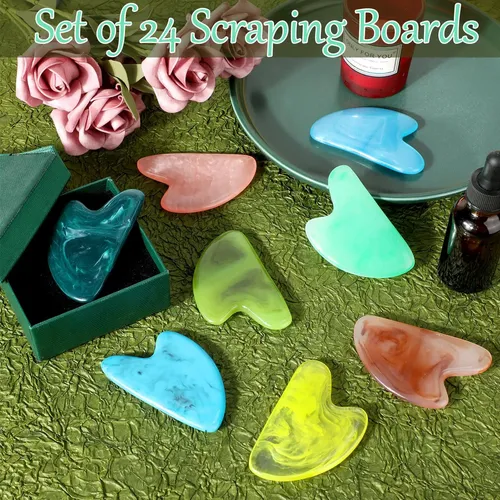 Set De 24 Herramientas Faciales Gua Sha De Resina Sherr Para