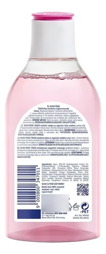 Limpiador Facial Nivea Rose Touch, Agua Micelar, 400 Ml