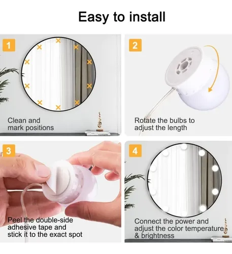Espejo De Maquillaje Led De 12 Luces