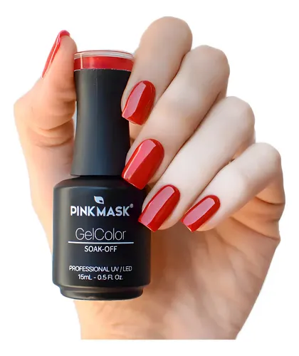 Esmalte de uñas color Pink Mask Semipermanente Gel Color de 15mL de 1 unidades color California red