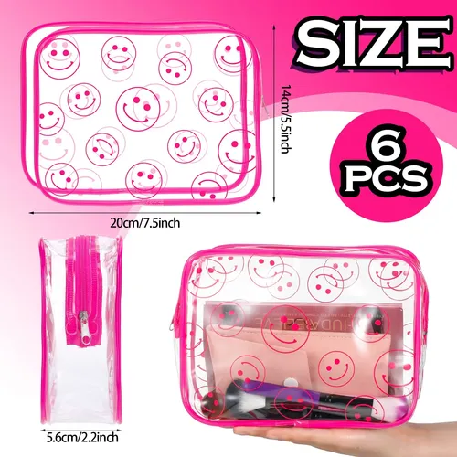 Bolsas De Maquillaje Cunno, 6 Unidades, Preppy Boho Smile Fa