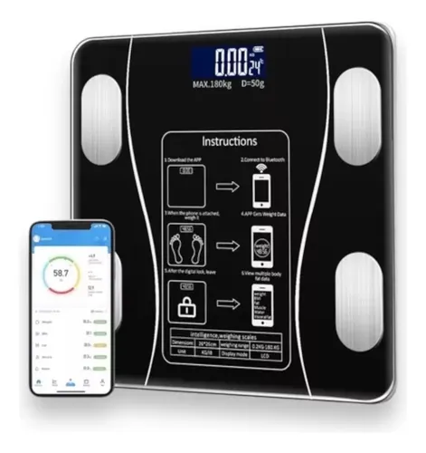 Bascula Corporal Bluetooth Con Sensores De Bioimpedancia