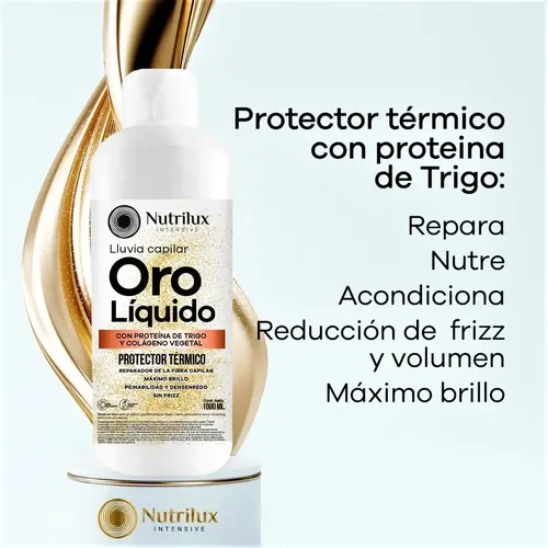1 Litro Protector Térmico Oro Liquido Pre Planchita Luxury