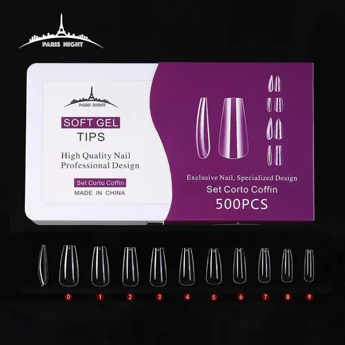 Tips Soft Gel Y Press On X500 Corto Paris Night Uñas