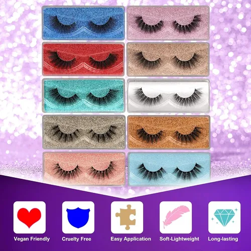 Pestañas Postizas Pawotence 18mm 3d Faux Mink 10 Pares