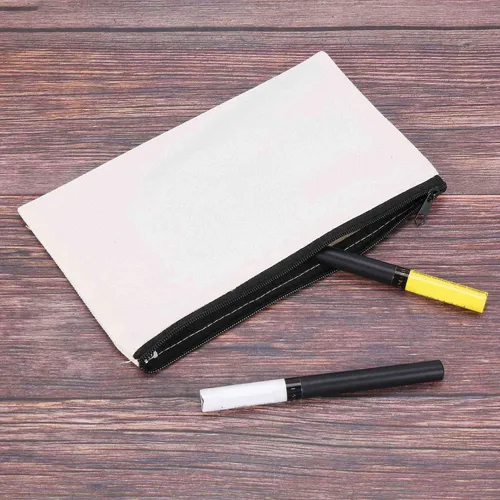 50 Bolsas De Maquillaje De Lona Con Cierre, Estuche En Blanc