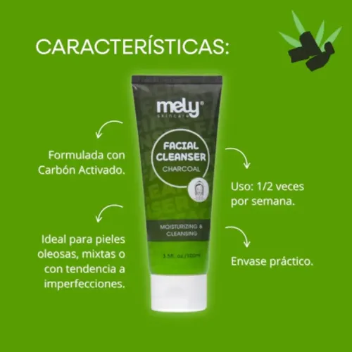 Limpiador Facial Mely Con Extracto Carbon Para Piel Grasa