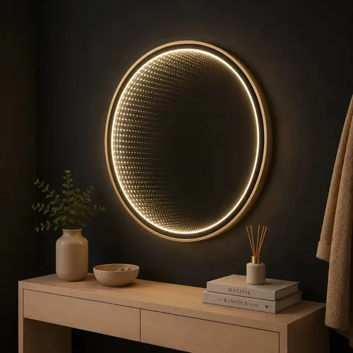 Espejo Luz Led Touch/táctil Inteligente Efecto Infinito 3d Deco Premium Fría/cálida/neutra Redondo 60cm Regulación De Brillo
