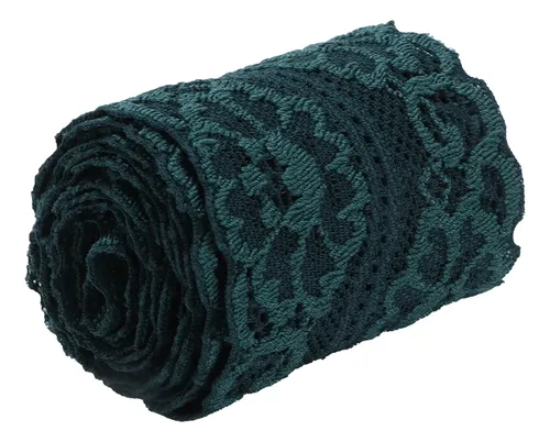 Cinta De Encaje, Elástica, Verde Oscuro, 10 Yardas Y 2 Pulga