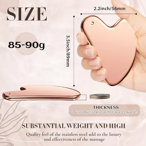 Gua Sha Nuanchu Acero Inoxidable Corazón Rosa