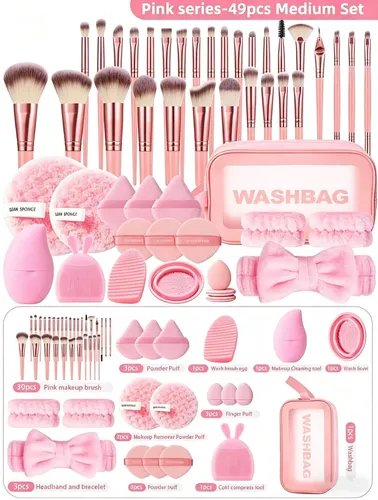 49 Piezas Set De Herramientas De Maquillaje Cepillo De