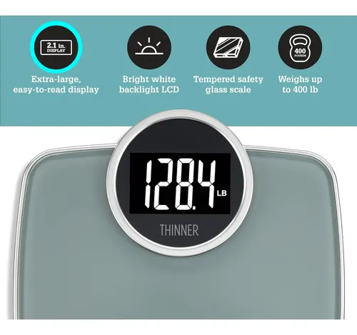 Báscula De Baño Digital Más Delgada De Conair Silver, 182 Kg