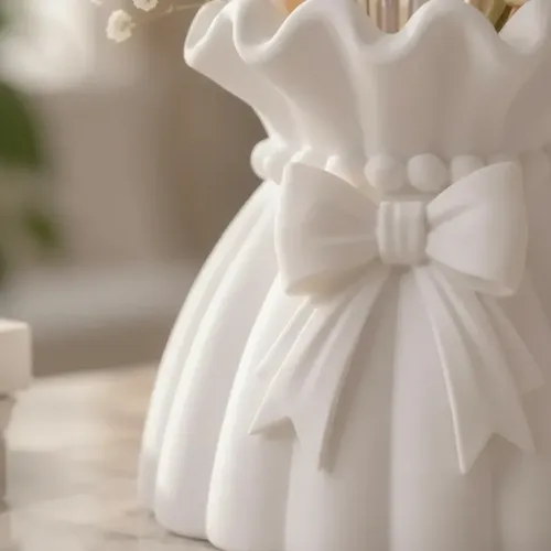 Porta Brochas Maquillaje Florero Cerámica Diseño Bolsa Moño