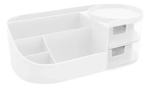 Organizador Maquillaje Cosméticos 5 Compartimientos+cajones Color Blanco