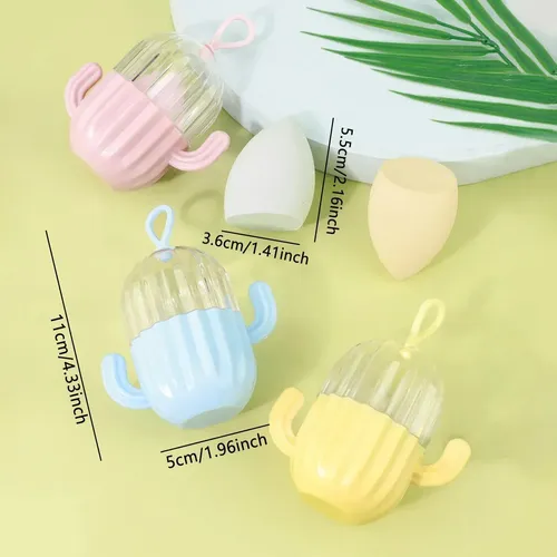 Estuche For Esponja De Maquillaje Con Forma De Cactus .