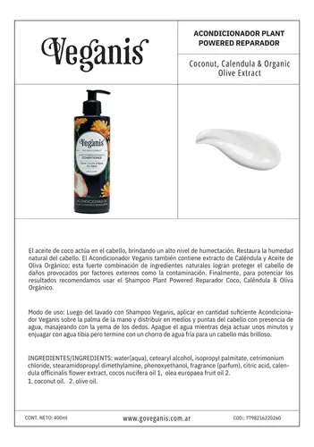 Acondicionador Plant Powered Reparador Coco 400ml Veganis
