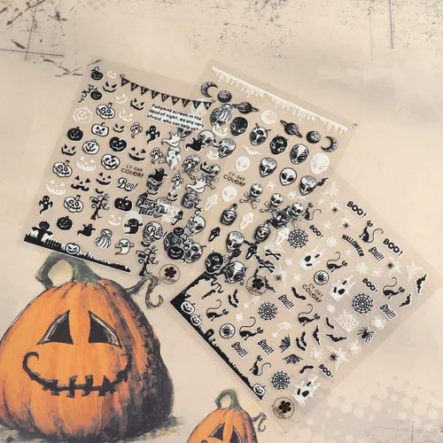 Pegatinas 3d Uñas Halloween Brilla En La Oscuridad