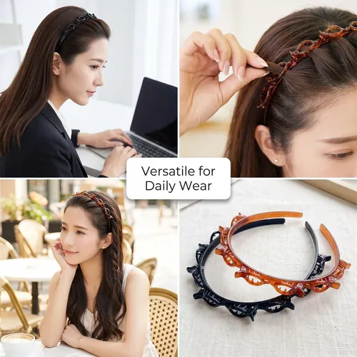 Hair Clip Headbands For Women, Styling Headband With Clips