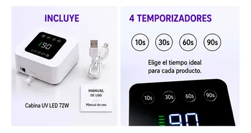 Cabina Uñas Lámpara Uv Led 72w Profesional Secado Rapido