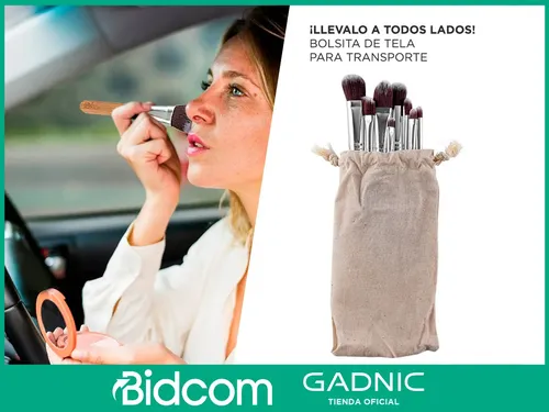 Set Brochas Maquillaje Gadnic Profesional Bolso Transporte