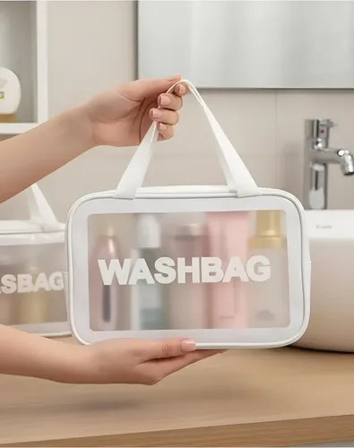 Neceseres De Viaje Washbag Trasparente Para Maquillaje Blanco Whasbag