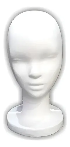 Cabeza Maniqui Telgopor Mujer Cuello Corto Peluca