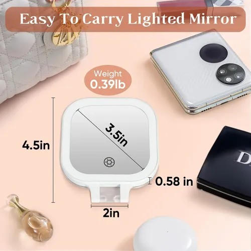 Espejo De Maquillaje Con Luz Led 30x Portátil Blanco