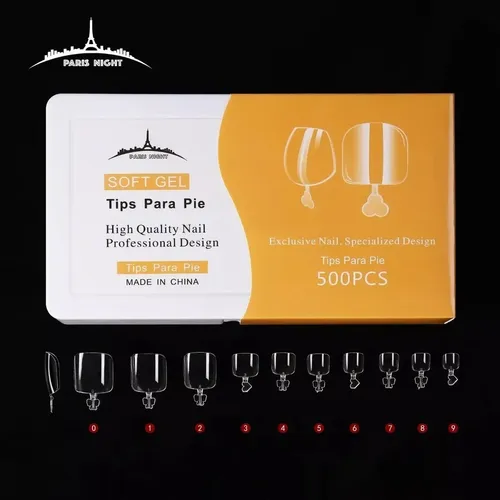 500 Tips Press On Para Pies Soft Gel Paris Night Transparent